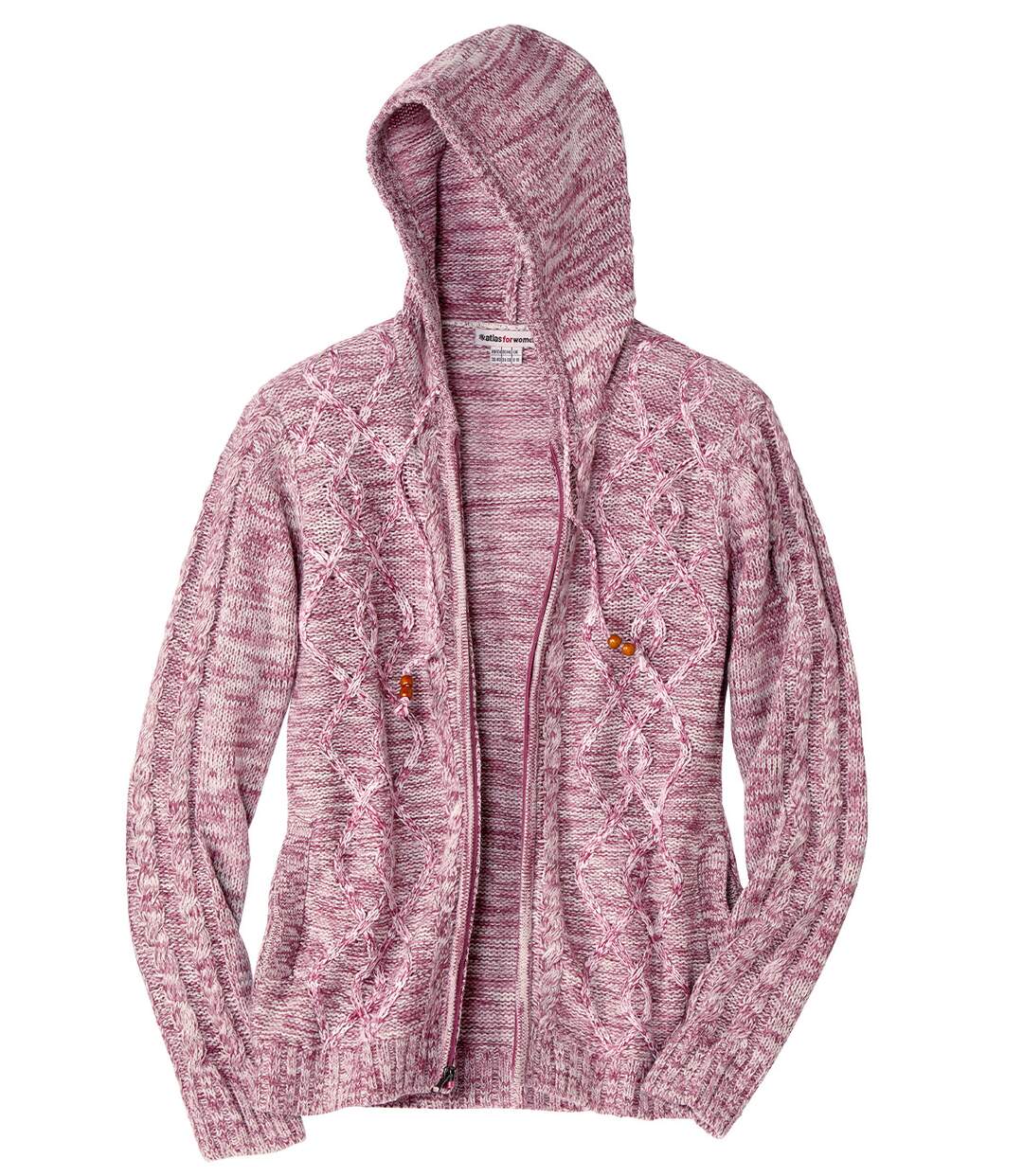 Gilet Tricot Zippé à Capuche