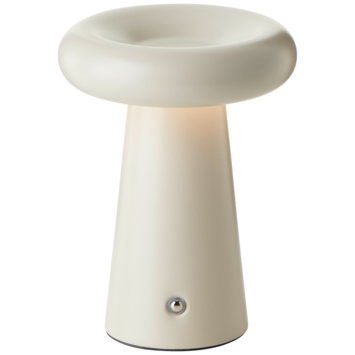 Brilliant buitentafellamp Muffin met USB oplaadbare accu beige
