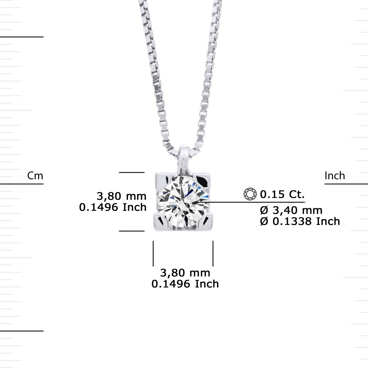 Collier Solitaire Diamant 0,15 Cts Or Blanc