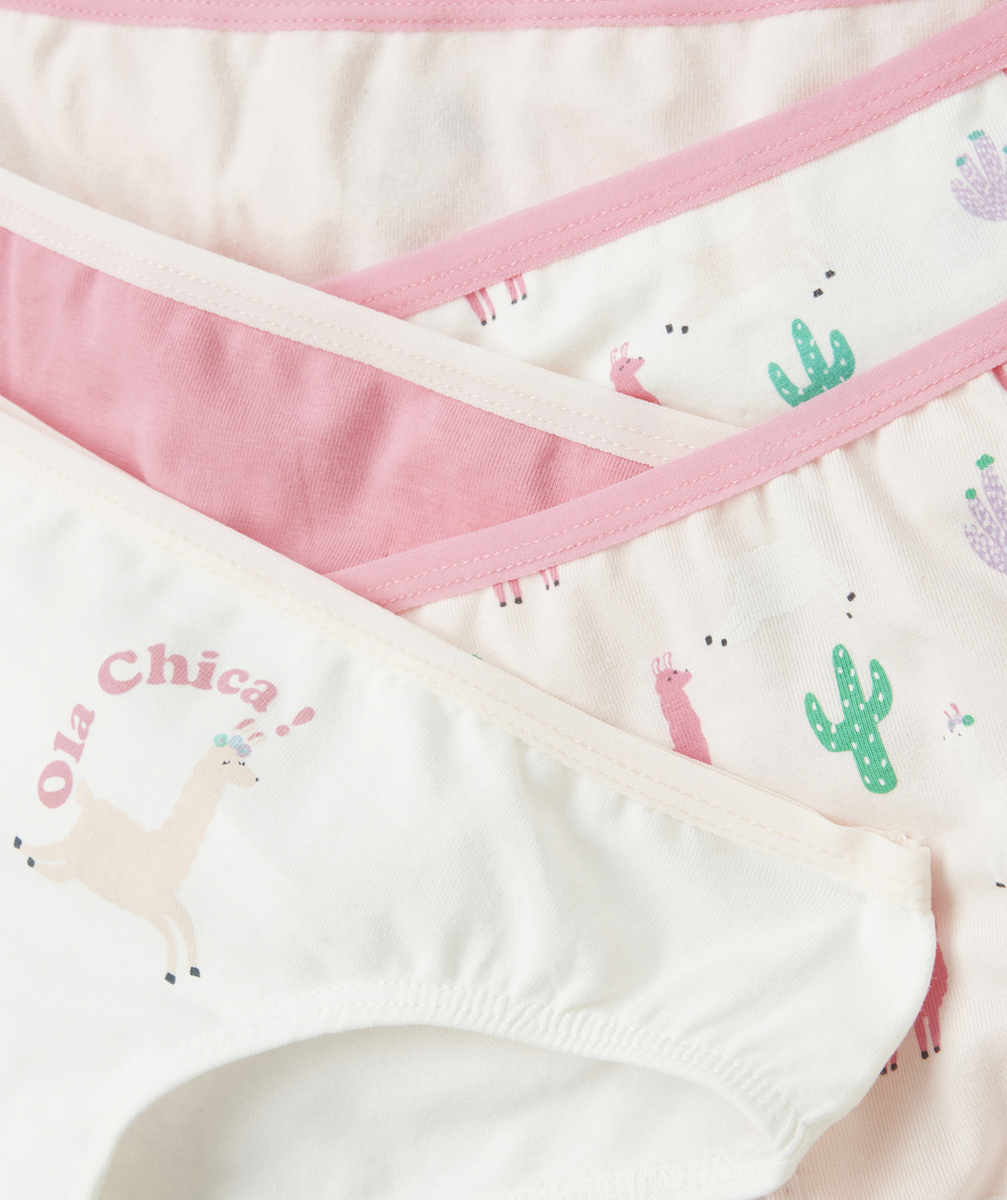 lot de 5 culottes fille en coton bio rose et blanc thème licornes