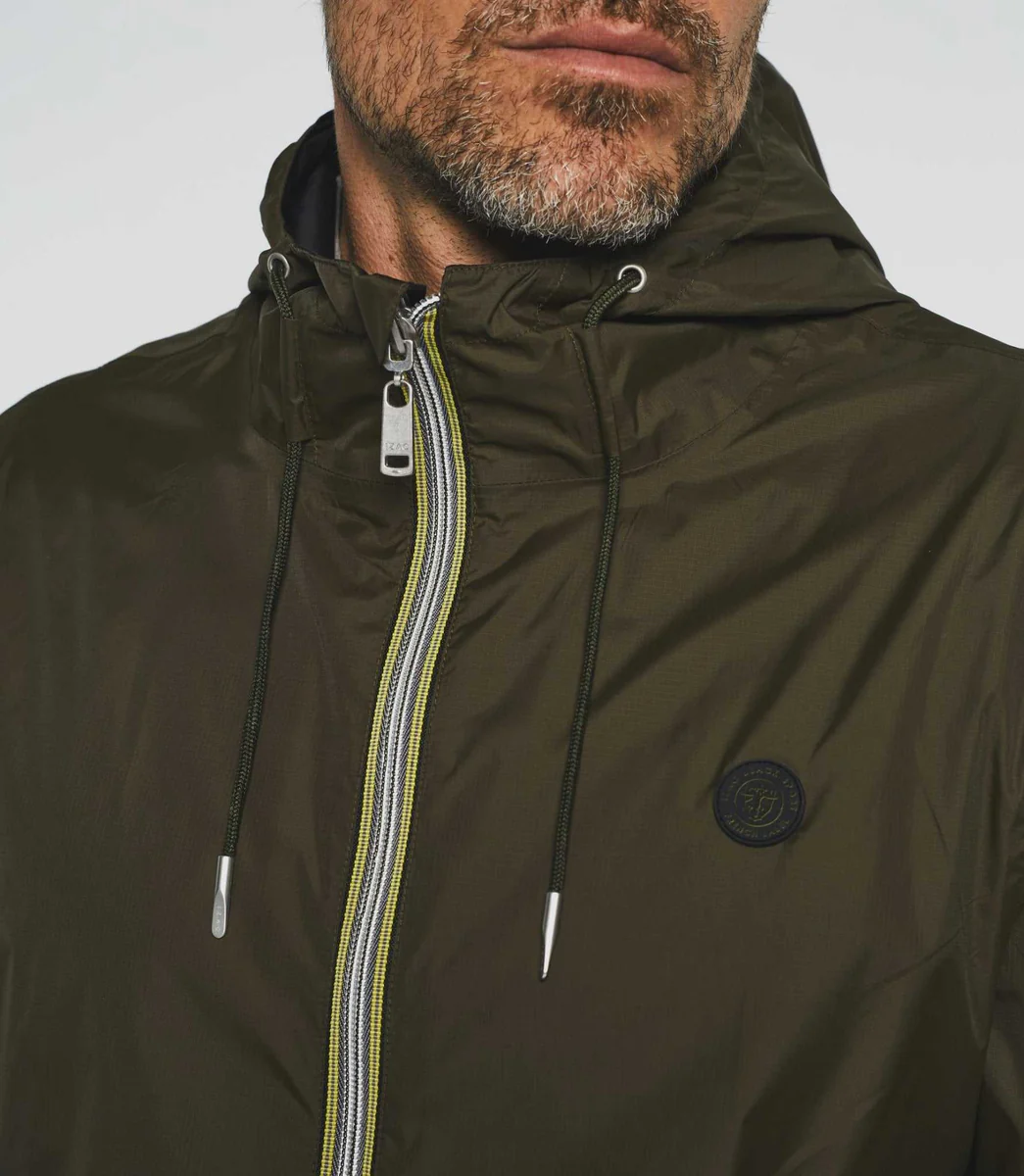 Blouson à capuche réversible kaki et noir 