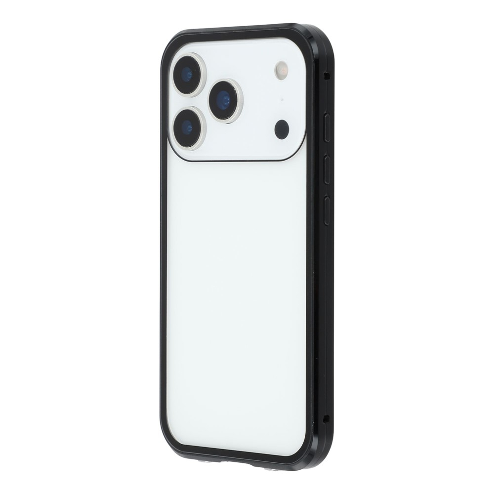 iPhone 17 Pro Magnetische Alu Schutzhülle mit Panzer Glas Backcover   Displayschutz (Magnet-Technologie) - Schwarz