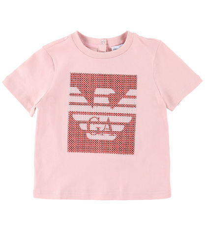 Emporio Armani T-Shirt - Rosa/Rot m. Pailletten