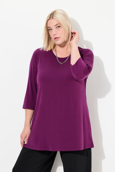 Longshirt,  A-Linie, Rundhalsausschnitt