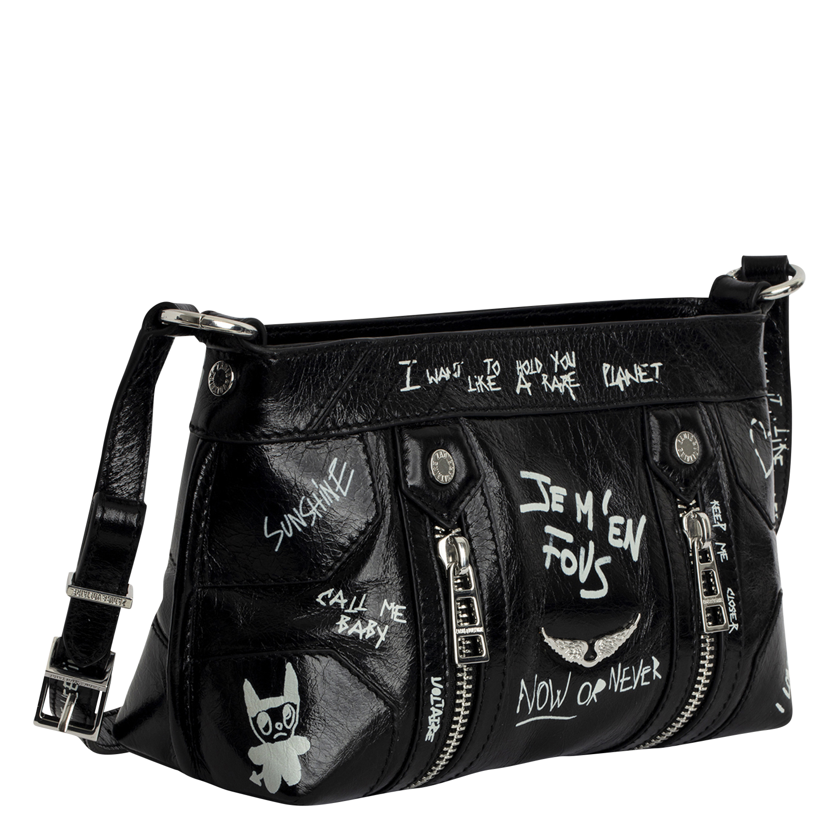 SUNNY - Sac bandoulière en cuir vernis | Noir