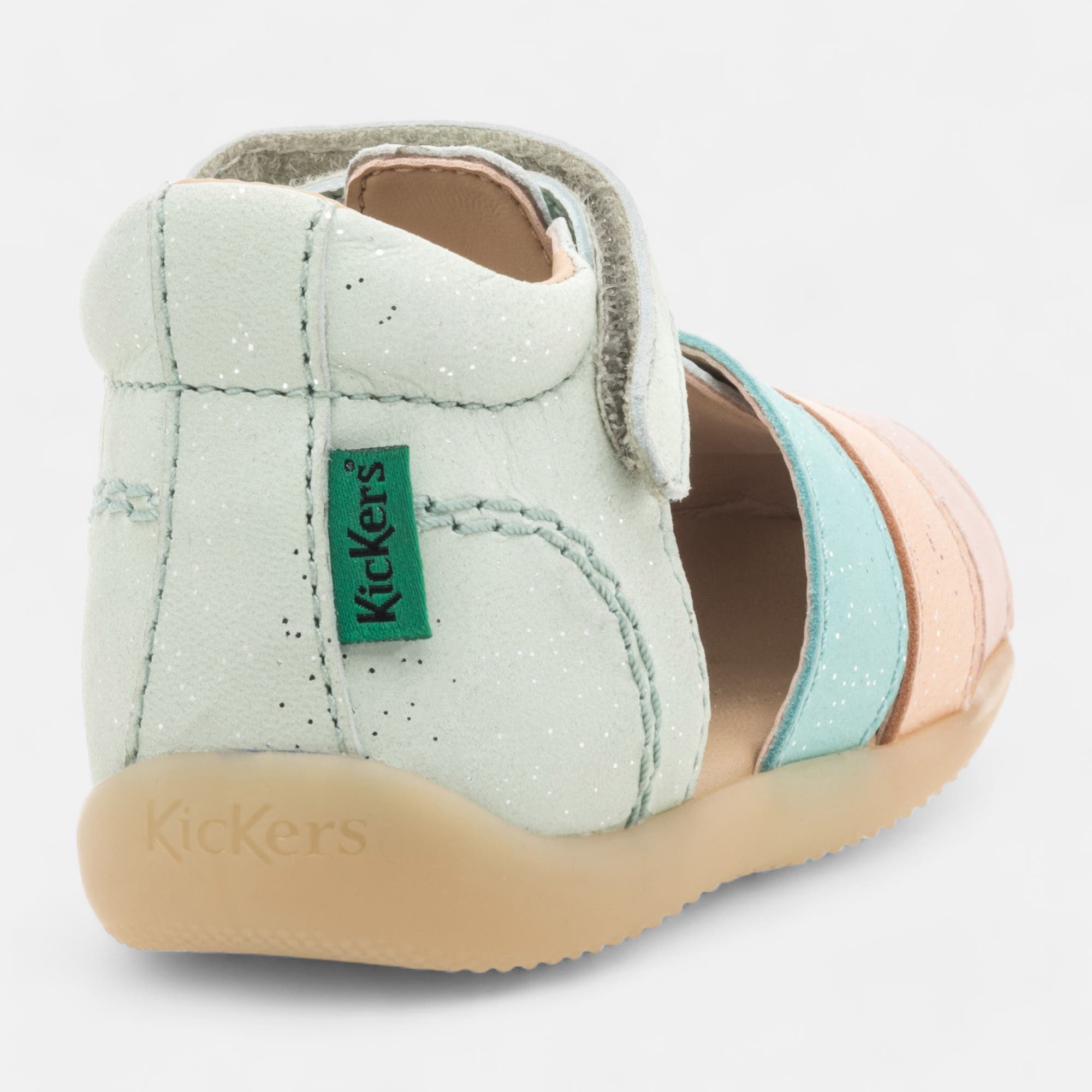 Nu-pieds Bébé fille en cuir multicolore