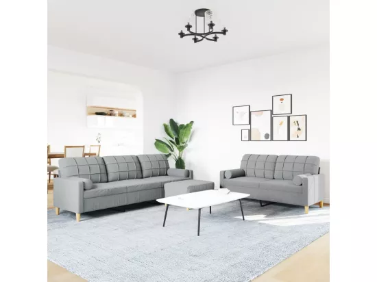 Ensemble de canapés 3 pièces repose-pied et coussins décoratifs