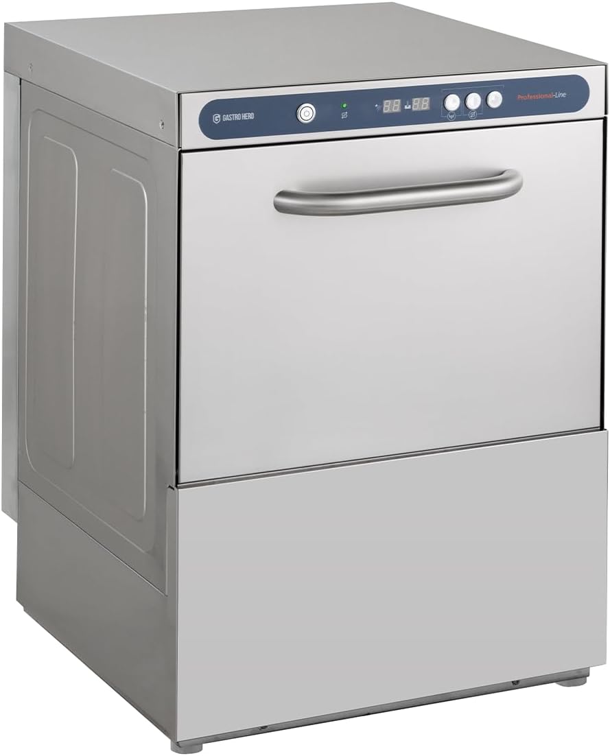Geschirrspülmaschine PROFI-GSM54SLE | Korbmaß 50×50 cm | Gastro Geschirrspüler Edelstahl | Reiniger- & Klarspüldosierer | mit Ablaufpumpe & Enthärter | 400 V | Made in Europe