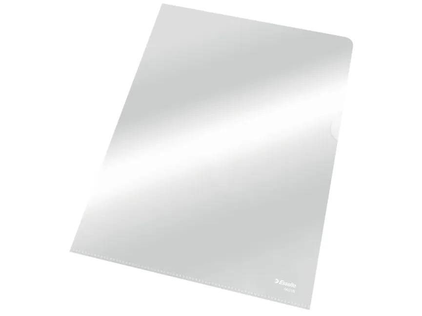 Plastomslag Esselte A4 105my PP glasklar - åben i top og højre side - (100 stk.)