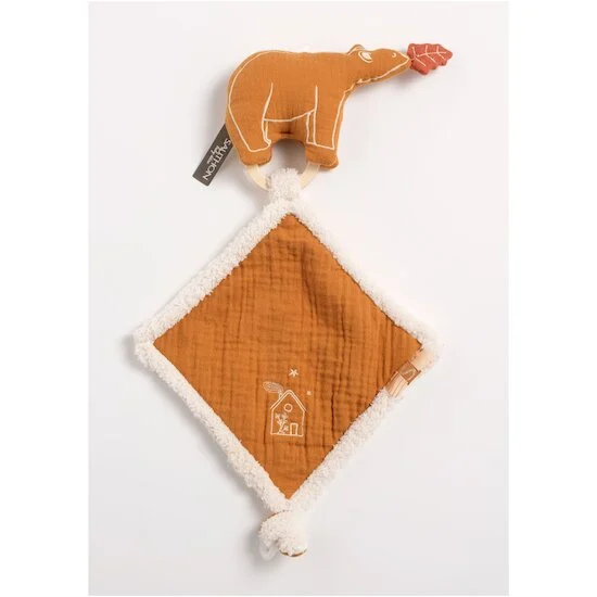 Orsino Doudou Mouchoir Ours   Vanille / Camel        de               Sauthon Baby Déco