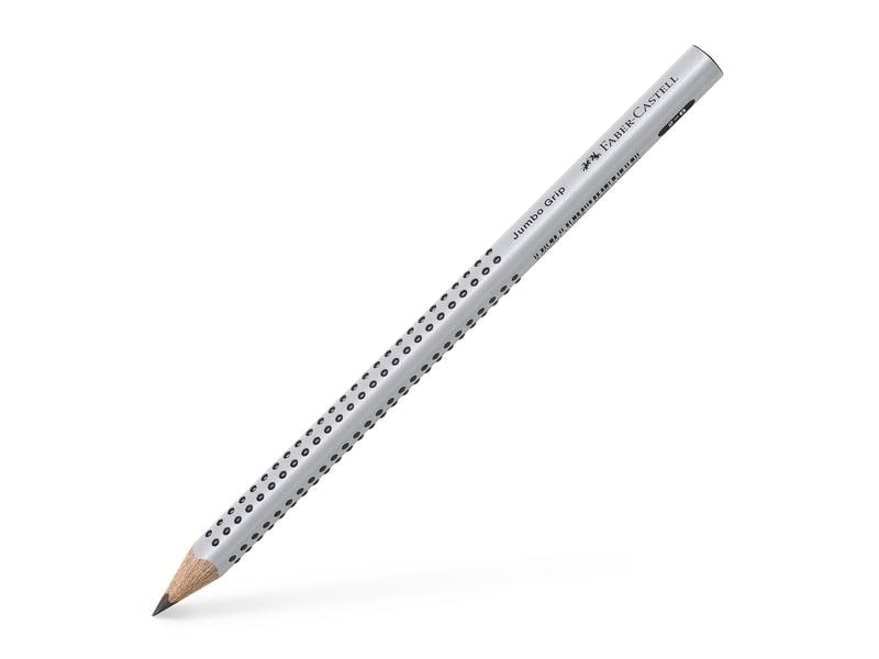 Faber-Castell Bleistift Jumbo Grip 2001 B, Silber Schreiblernbleistift