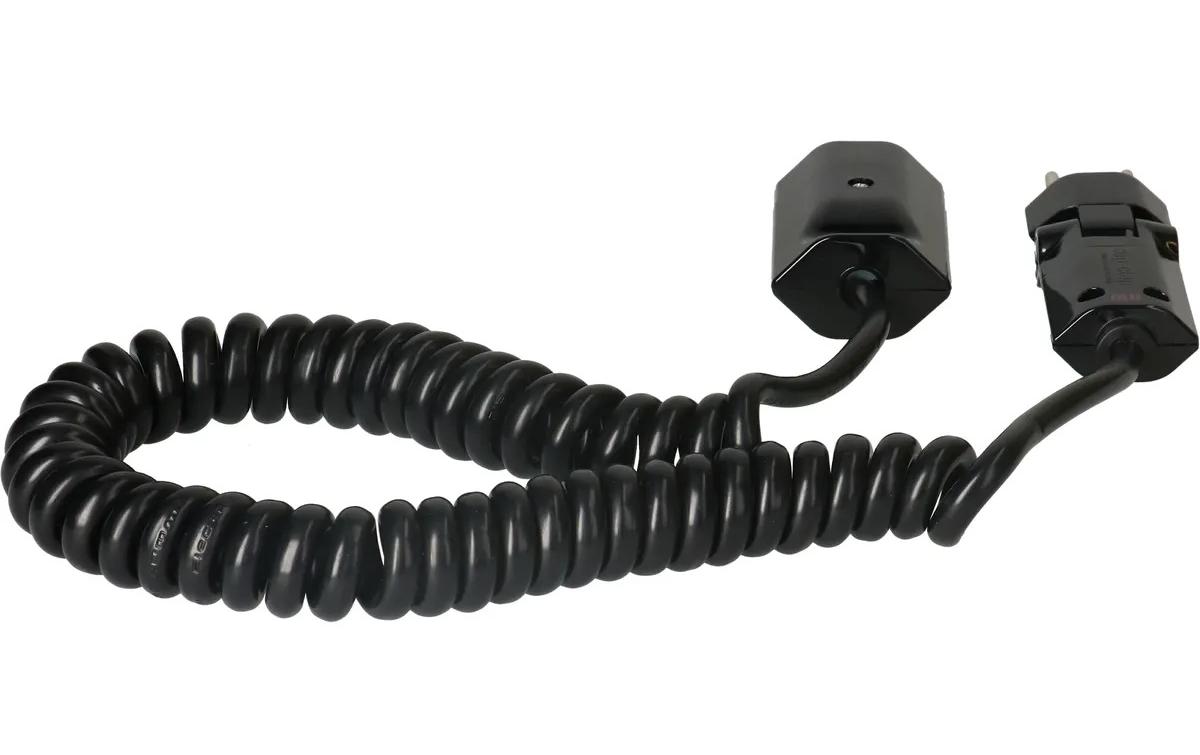 Verlängerungskabel 2 m T13 - T12 ClipClap, SchwarzSpiralverlängerungskabel mit Clip-Clap Stecker