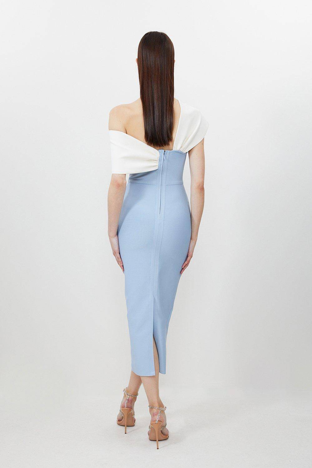 KarenMillen Robe midi en tricot à bandage et bretelles asymétriques Figure Form