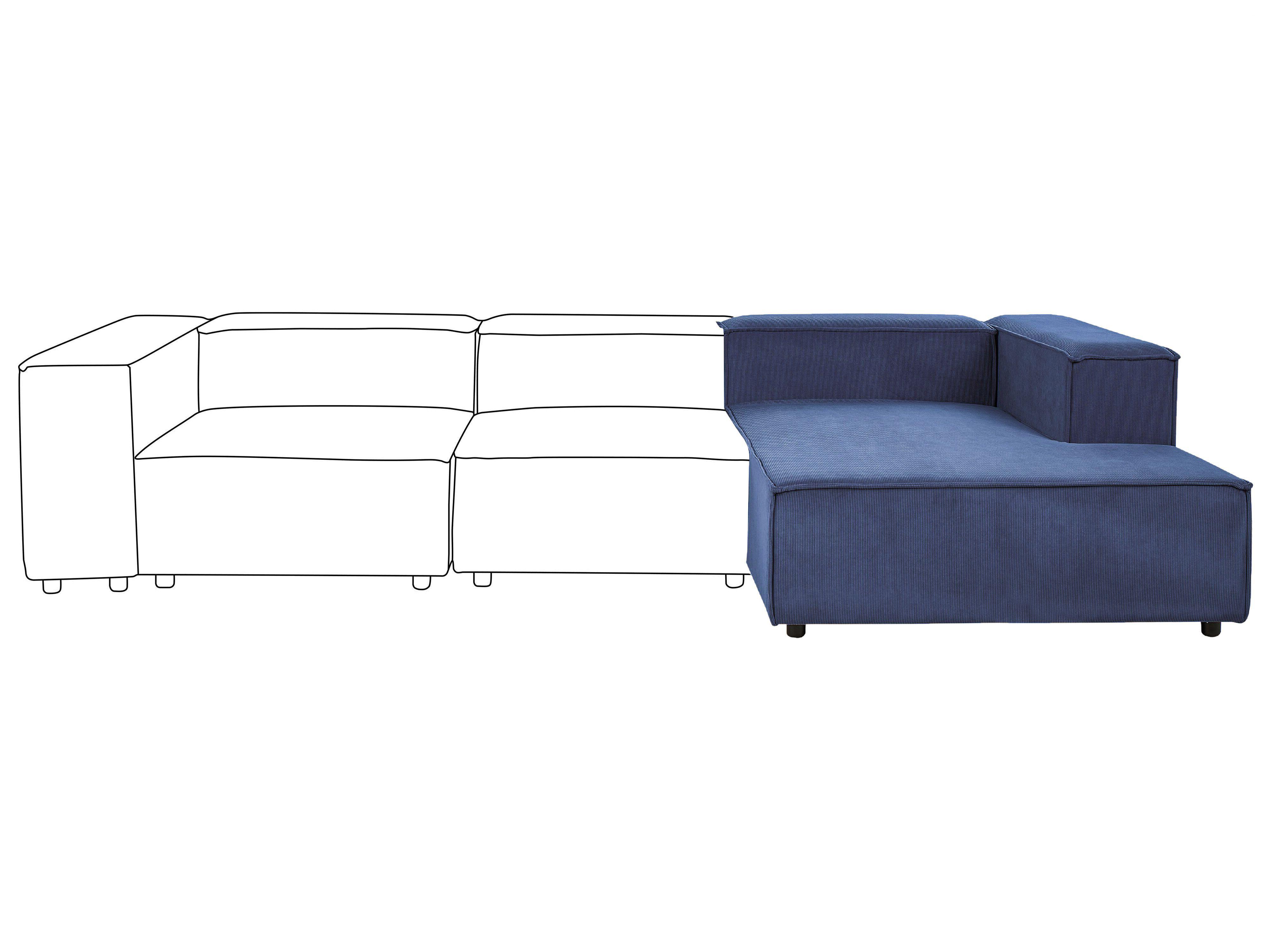 Linkszijdige chaise longue ARDAL Corduroy Donkerblauw