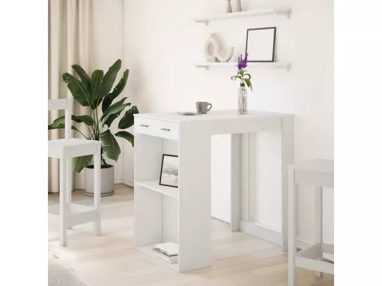 Table de bar blanc 102x70x103,5 cm bois d'ingénierie