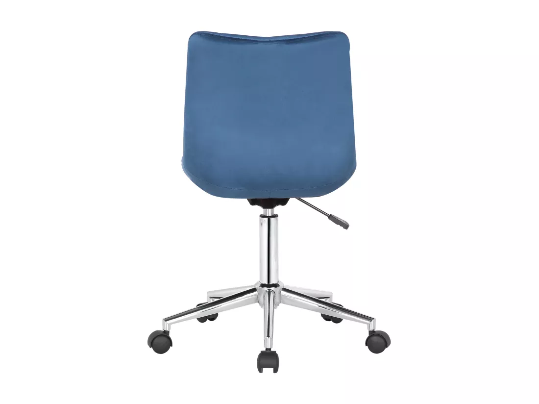 Chaise de bureau - Velours & Métal chromé - Bleu - Medford