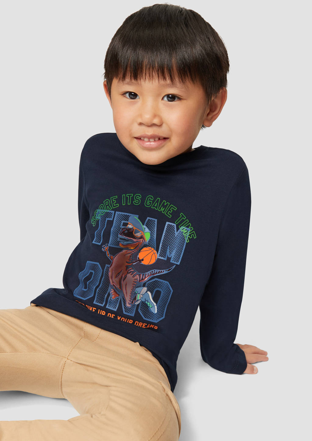 s.Oliver longsleeve met printopdruk donkerblauw