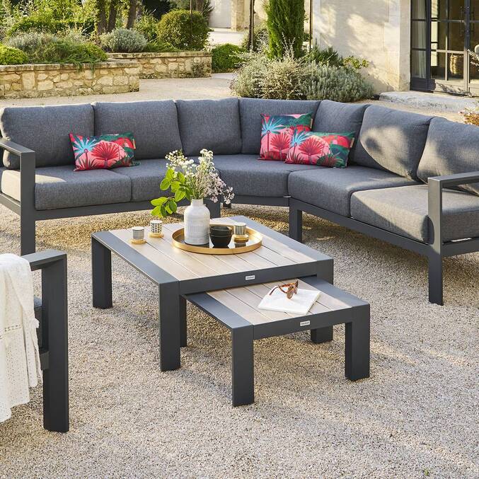 Table basse de jardin carrée ÉVASION Graphite & Honey