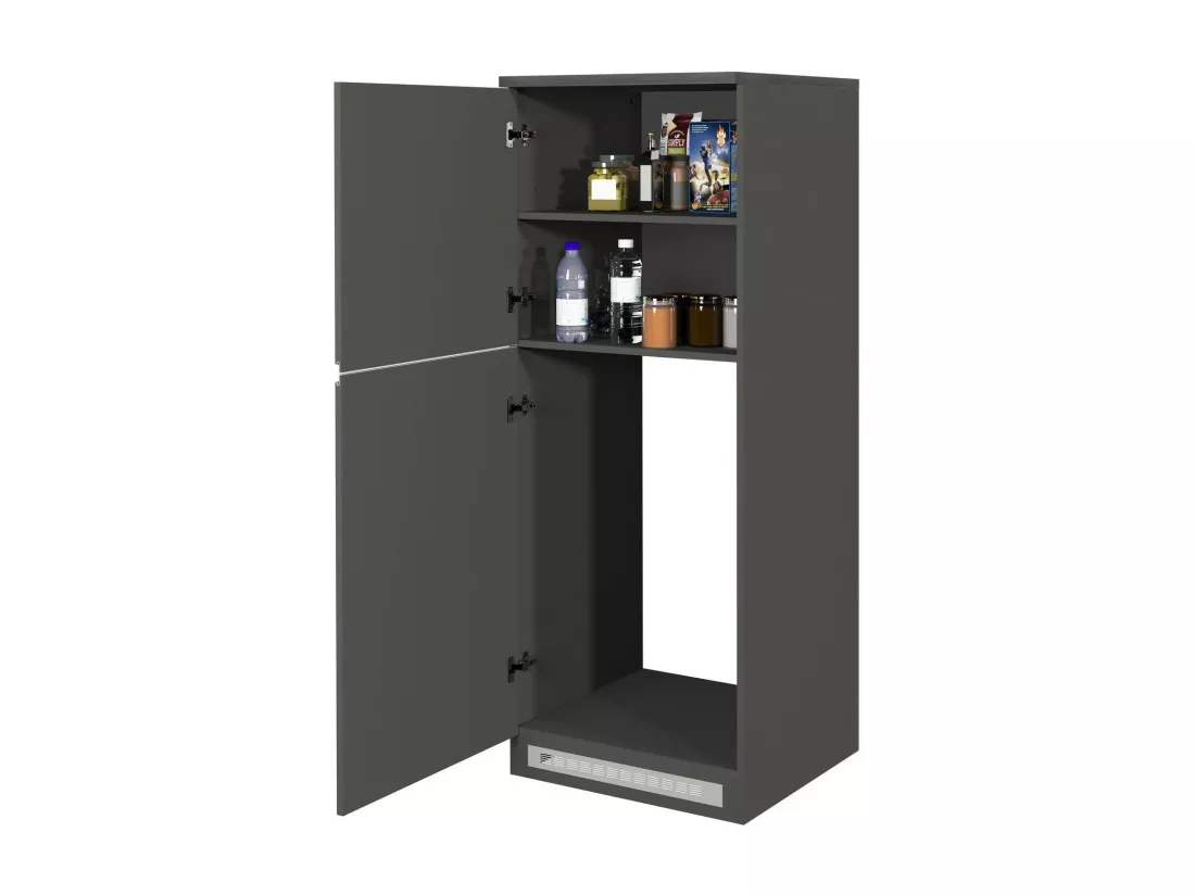 Buffet de Cuisine Dcasasol, Armoire polyvalente, Meuble de kitchenette, Support réfrigérateur multifonctionnel, 100% Made in Italy, 60x60h165 cm, Anthracite et Ardoise