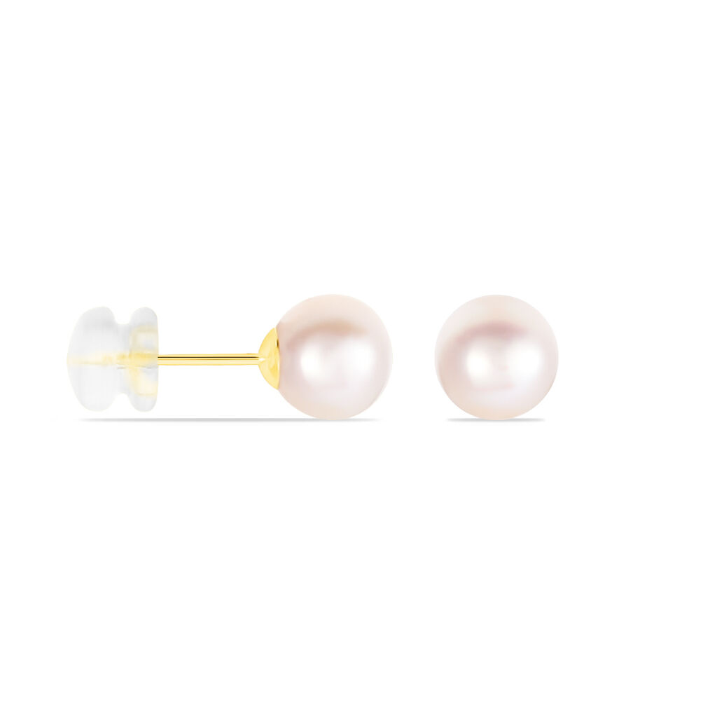Boucles D'oreilles Puces Suki Or Jaune Perle De Culture