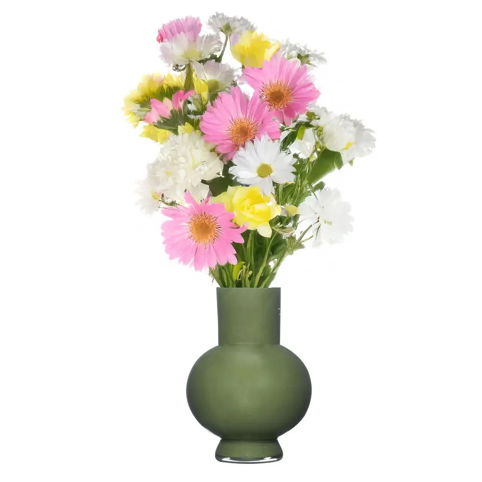 Hakbijl Glass Bloemenvaas Deborah - Groen - glas - D20 x H 26 cm