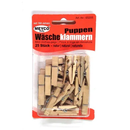 Meyco 25 Puppen-Wäscheklammern aus Holz