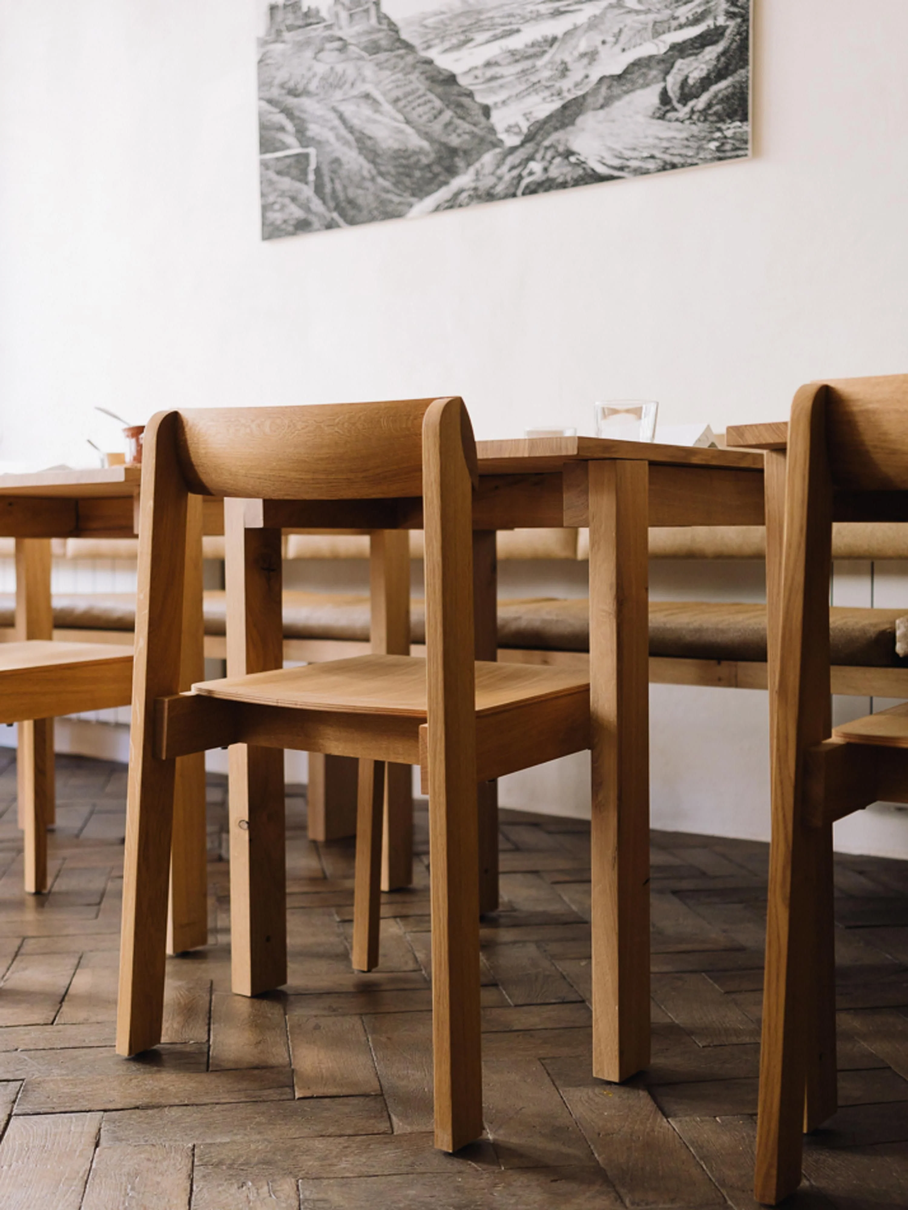 Stapelbare stoelen Blueprint van eikenhout, 2 stuks