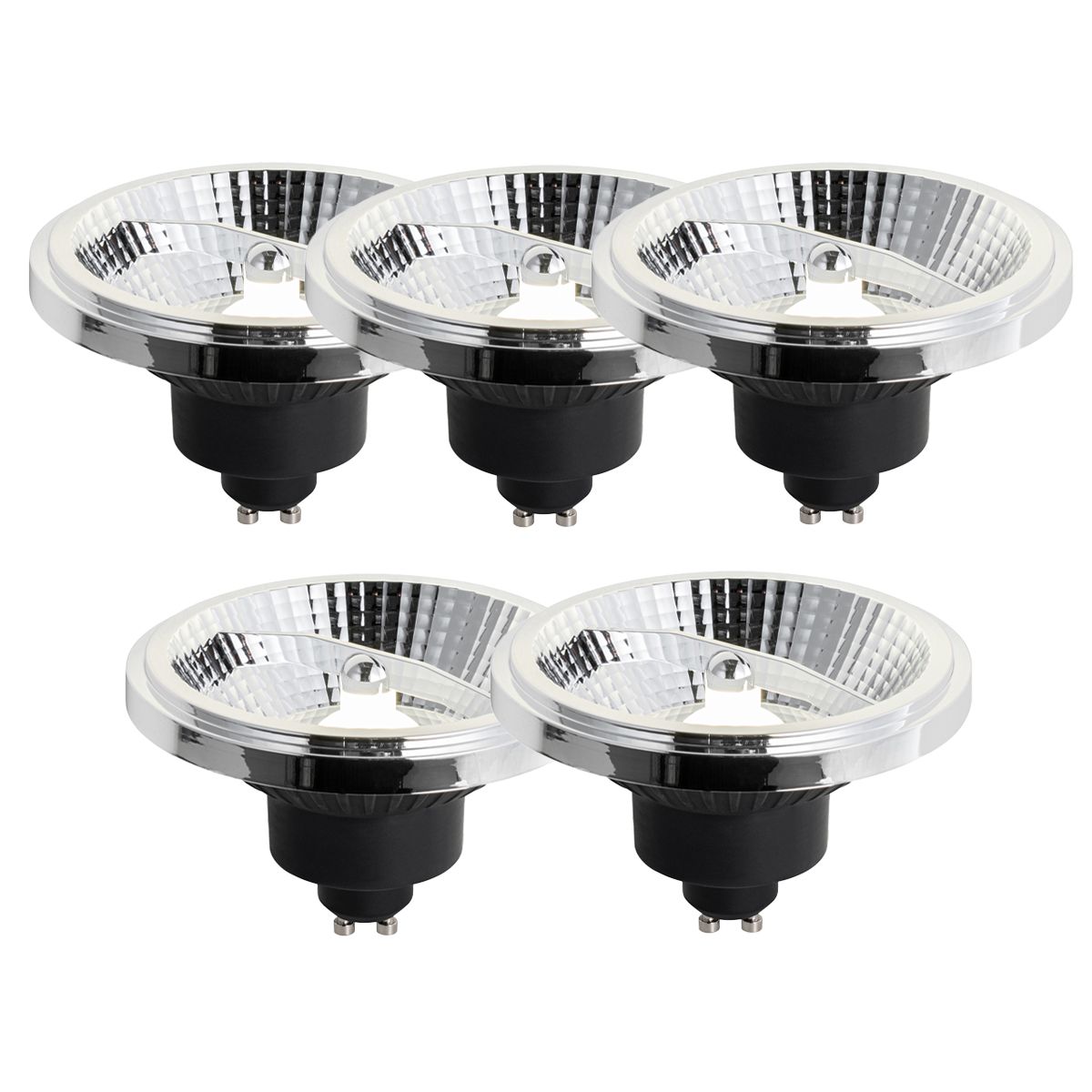 Set van 5 GU10 3-staps dimbaar LED lamp 111mm 10,5W 770 lm 4000K