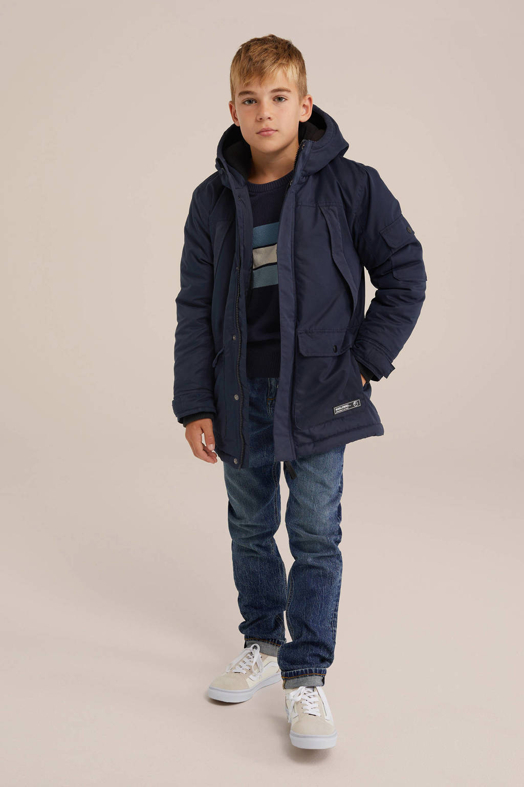 WE Fashion winterjas donkerblauw