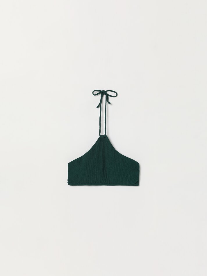 Top de biquíni texturizado - Verde Garrafa