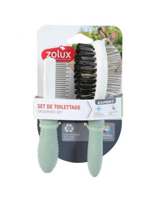 Zolux Rodent Verzorgingset - Vachtborstel - 18x50x167 mm Groen Wit