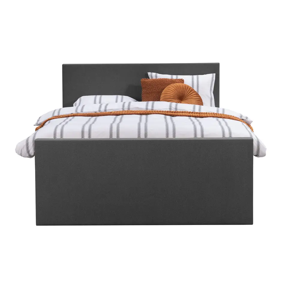 Boxspring met voetbord Liv egaal - antraciet - 180x200 cm - slanke poot