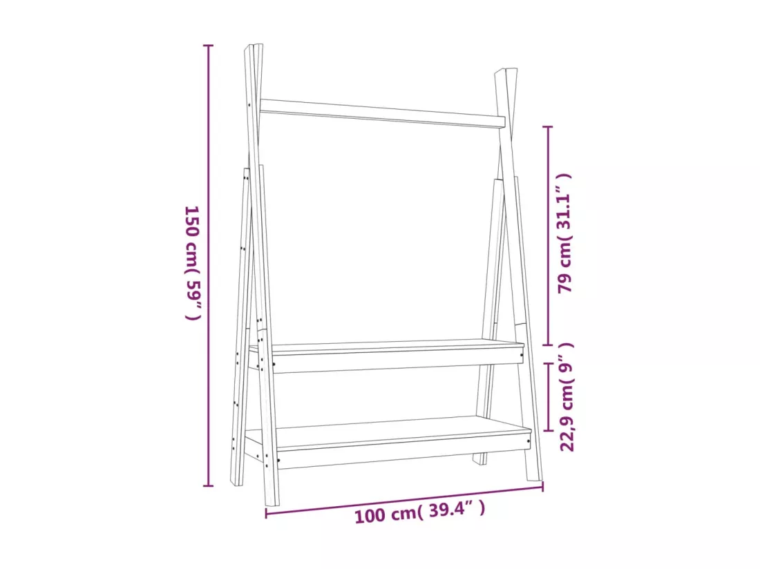 Porte-vêtements 100x45,5x150 cm Bois de pin massif