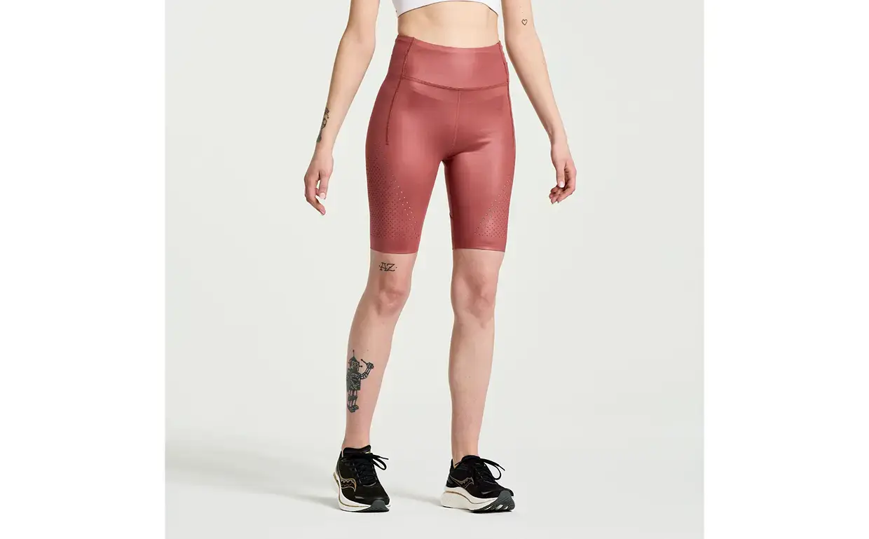 Saucony Pinnacle 8 Inch Hardloopbroek Kort Donkerrood Dames