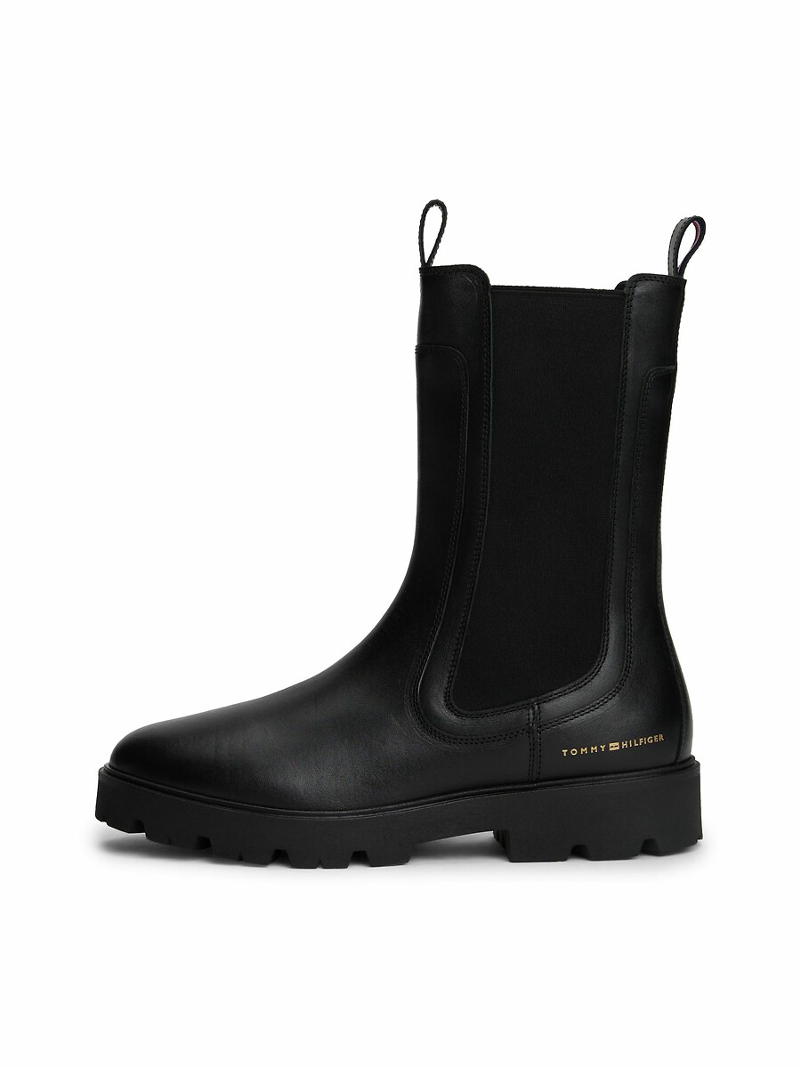 TOMMY HILFIGER<br>Botas Chelsea de couro de cano alto