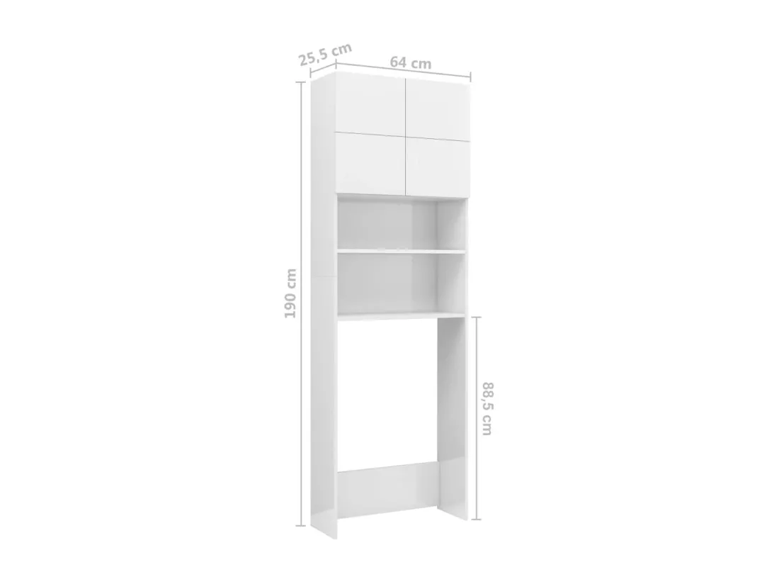 Meuble de machine à laver Blanc 64x25,5x190cm Bois d'ingénierie
