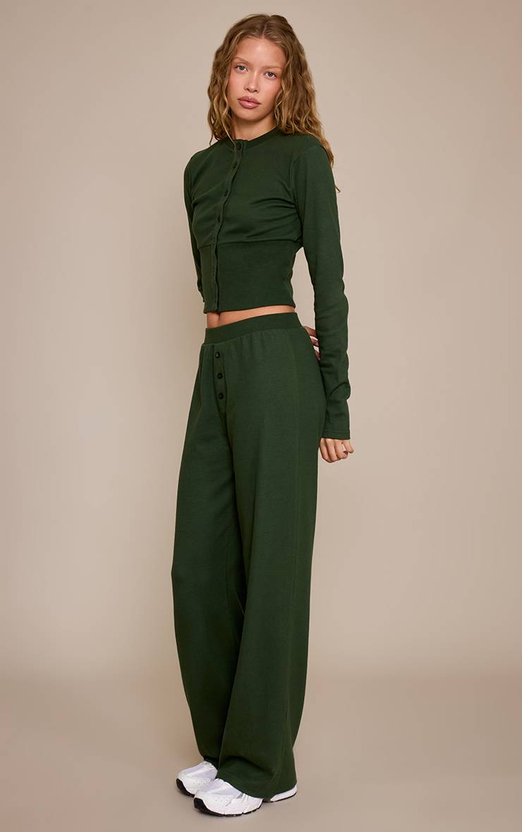 Vert Emeraude Pantalon Large Super Doux Ensemble Coordonné