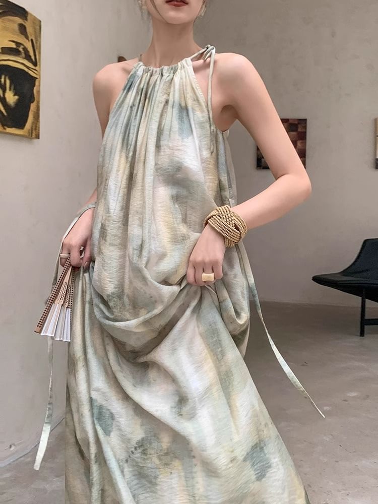 LINSI - Halter Tie Dye Midi Sundress