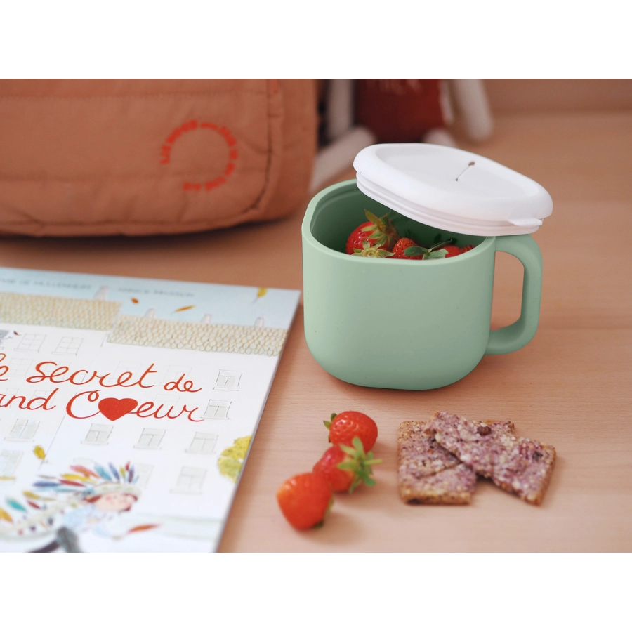 BEABA® Snackbecher Pick'n'Snack Salbeigrün - Silikon