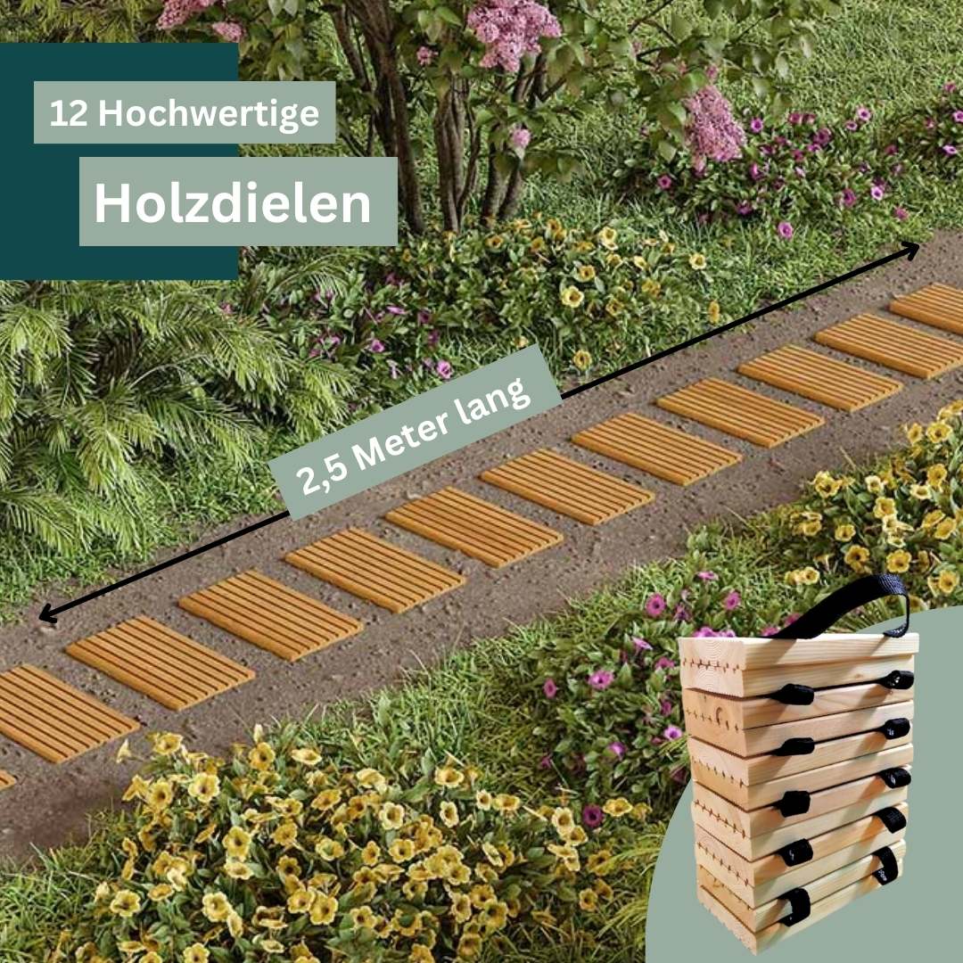 holz4home® Rollweg / Gartenweg aus Lärche - Holz-Tritte für Garten | 45 cm