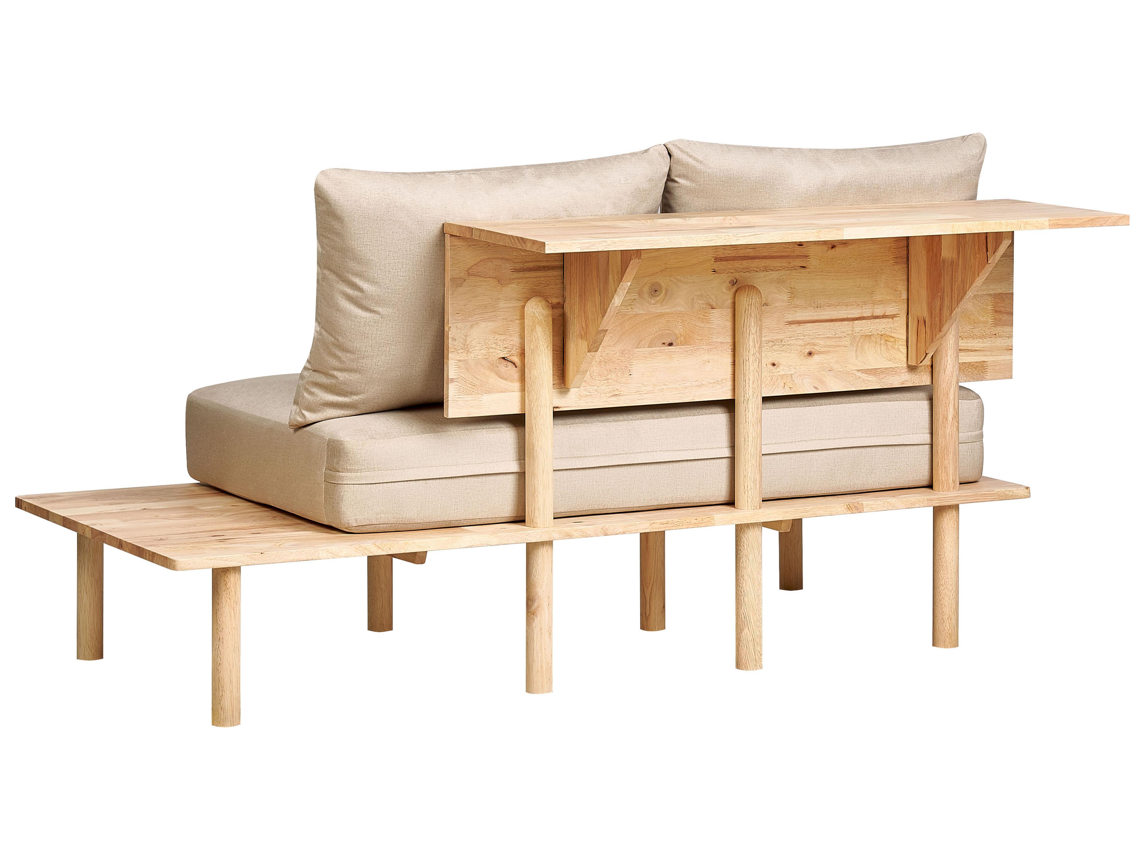 Bank 2-zits SALO Stof Zandbeige met tafels
