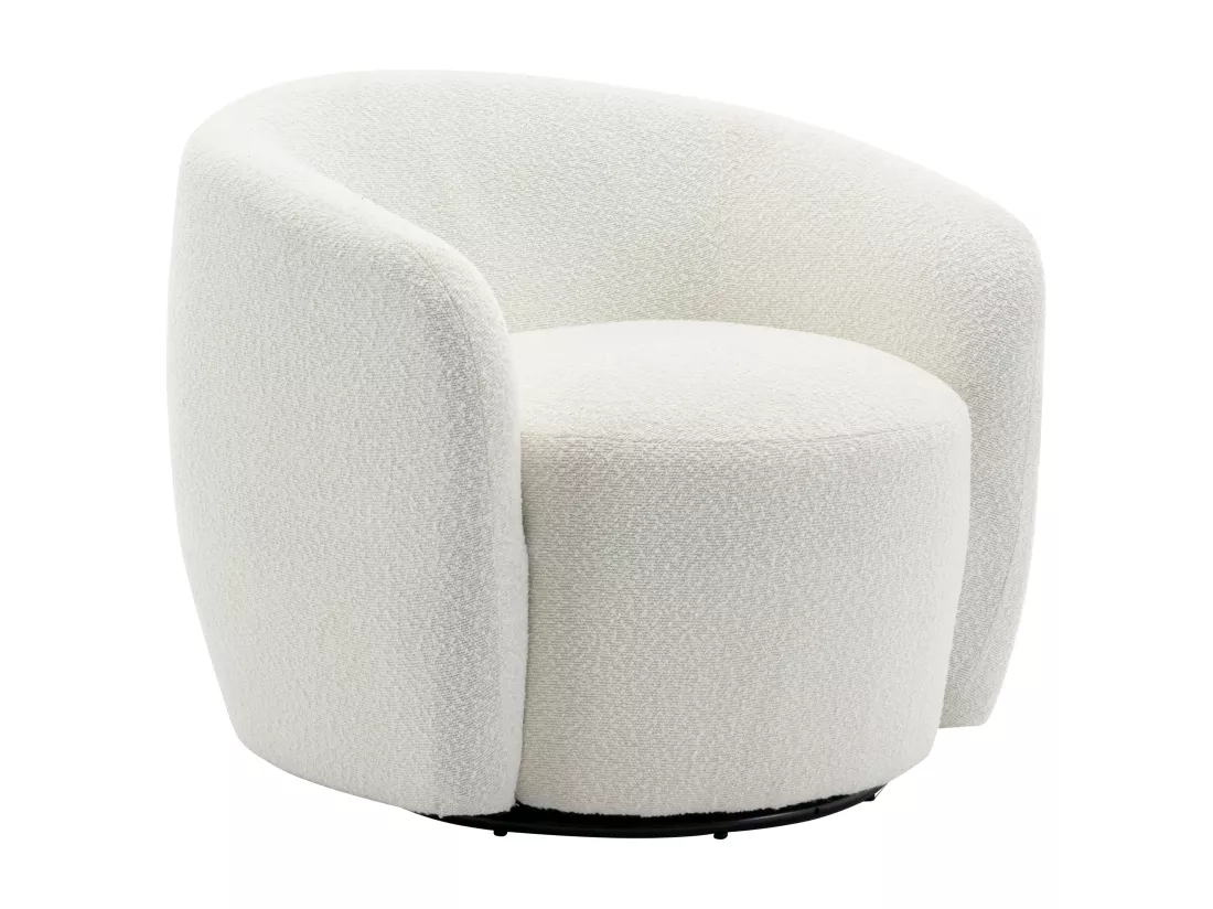 Fauteuil pivotant en tissu bouclette blanc VEREIDE