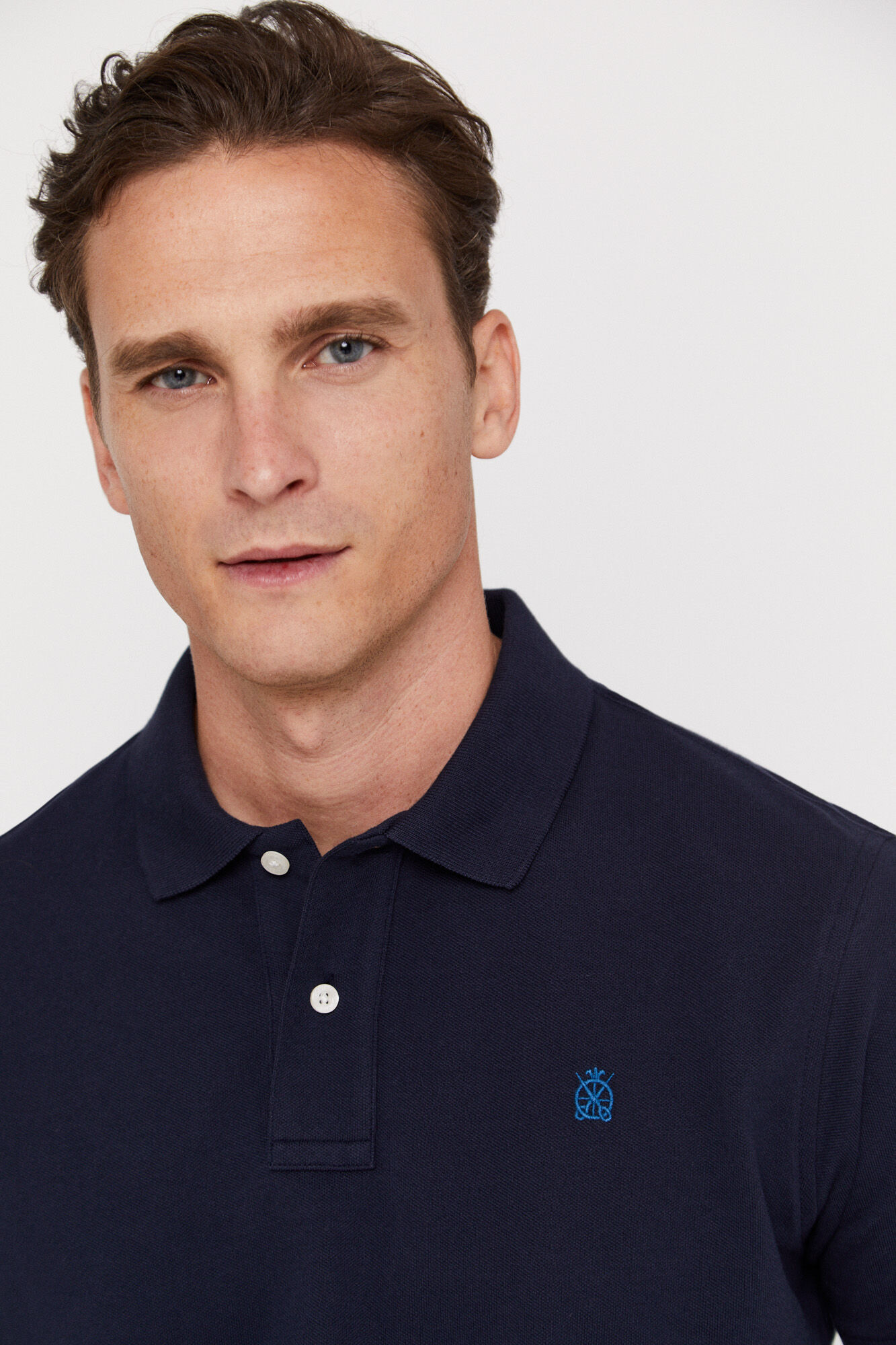 Polo piqué com logo - Azul escuro