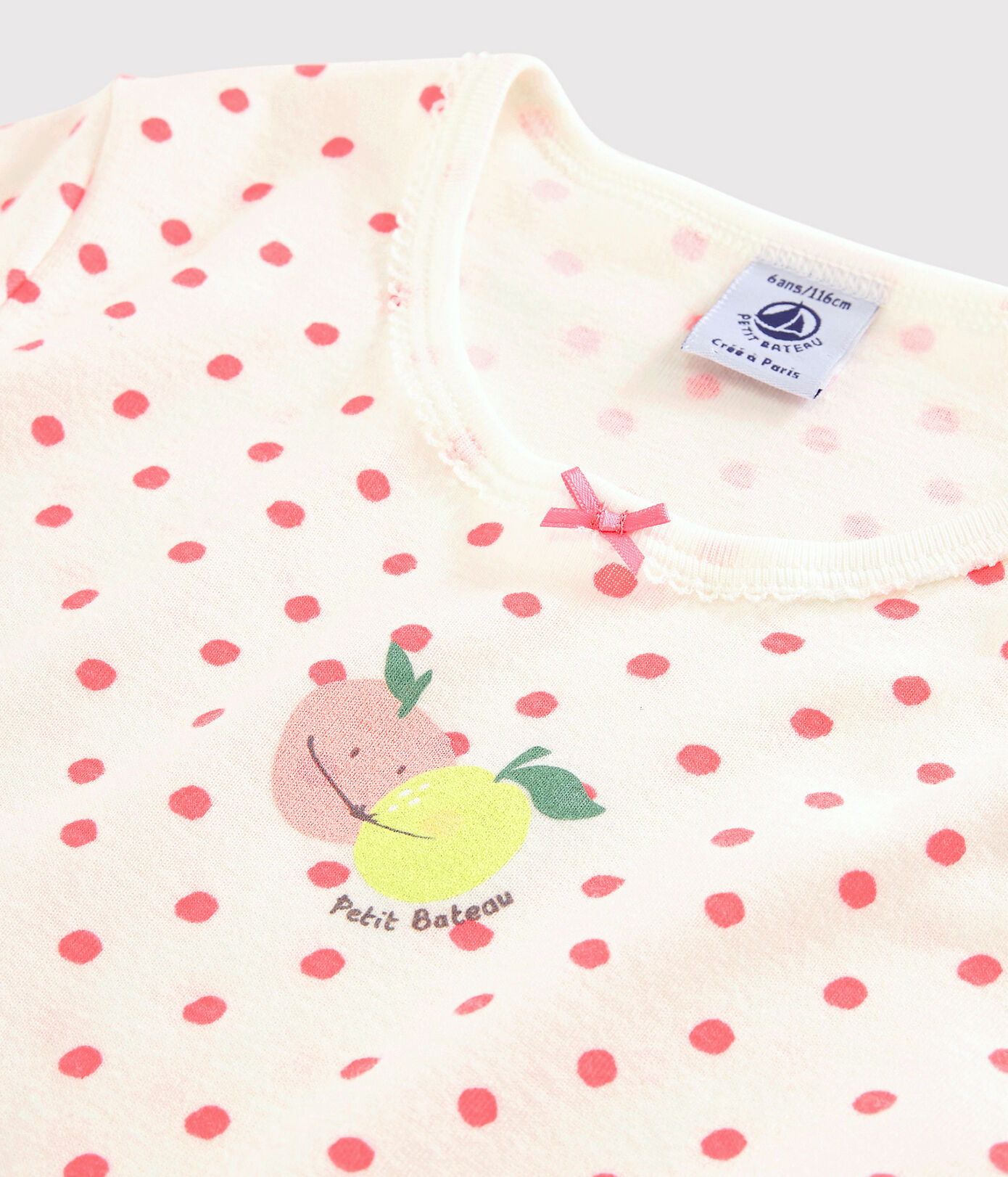 Chemise de nuit à pois roses petite fille en coton