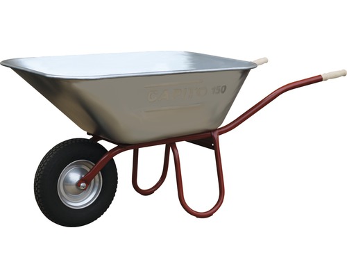 CAPITO Professionele Kruiwagen PRAKTICA 150 Liter Jumbo Kuip, Luchtband met Groefprofiel en Stalen Velg incl. Ergonomische Beukenhouten Handgrepen