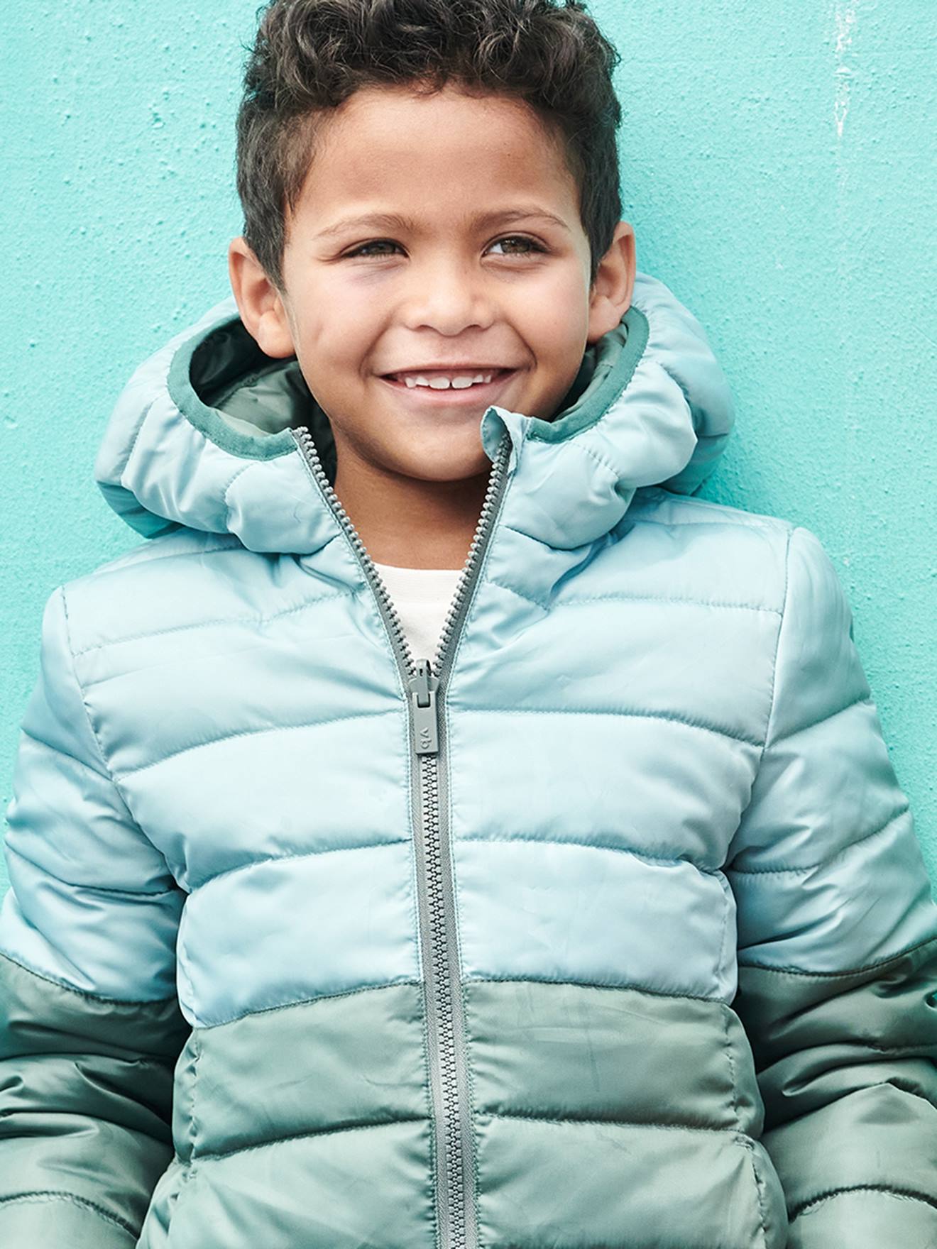 Jaqueta acolchoada reversível bicolor para meninos, verde salgueiro
