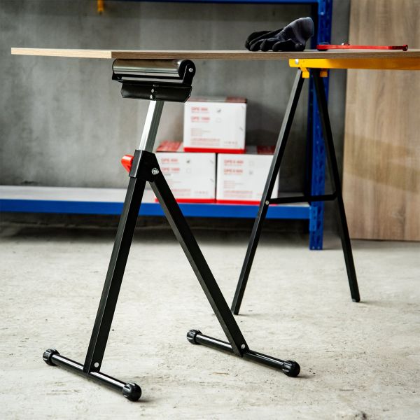 Homcom Cavalete Telescópico com Rolo Dobrável e Altura Ajustável Entre 68-110cm com Manivela de Bloqueio Carga Máx. 60/90kg Preto e Prata - E30-001