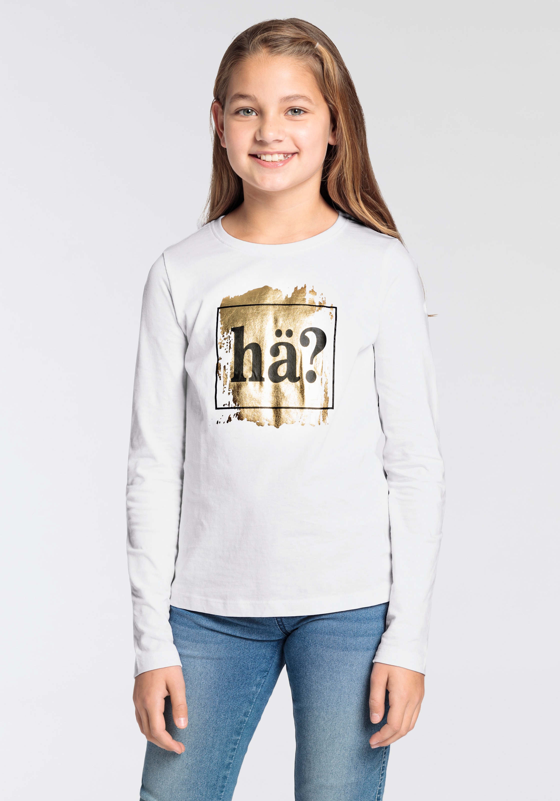 KIDSWORLD Langarmshirt »Sprücheshirt«, Langarm,  taillierter Schnitt,  mit stylischem Druck