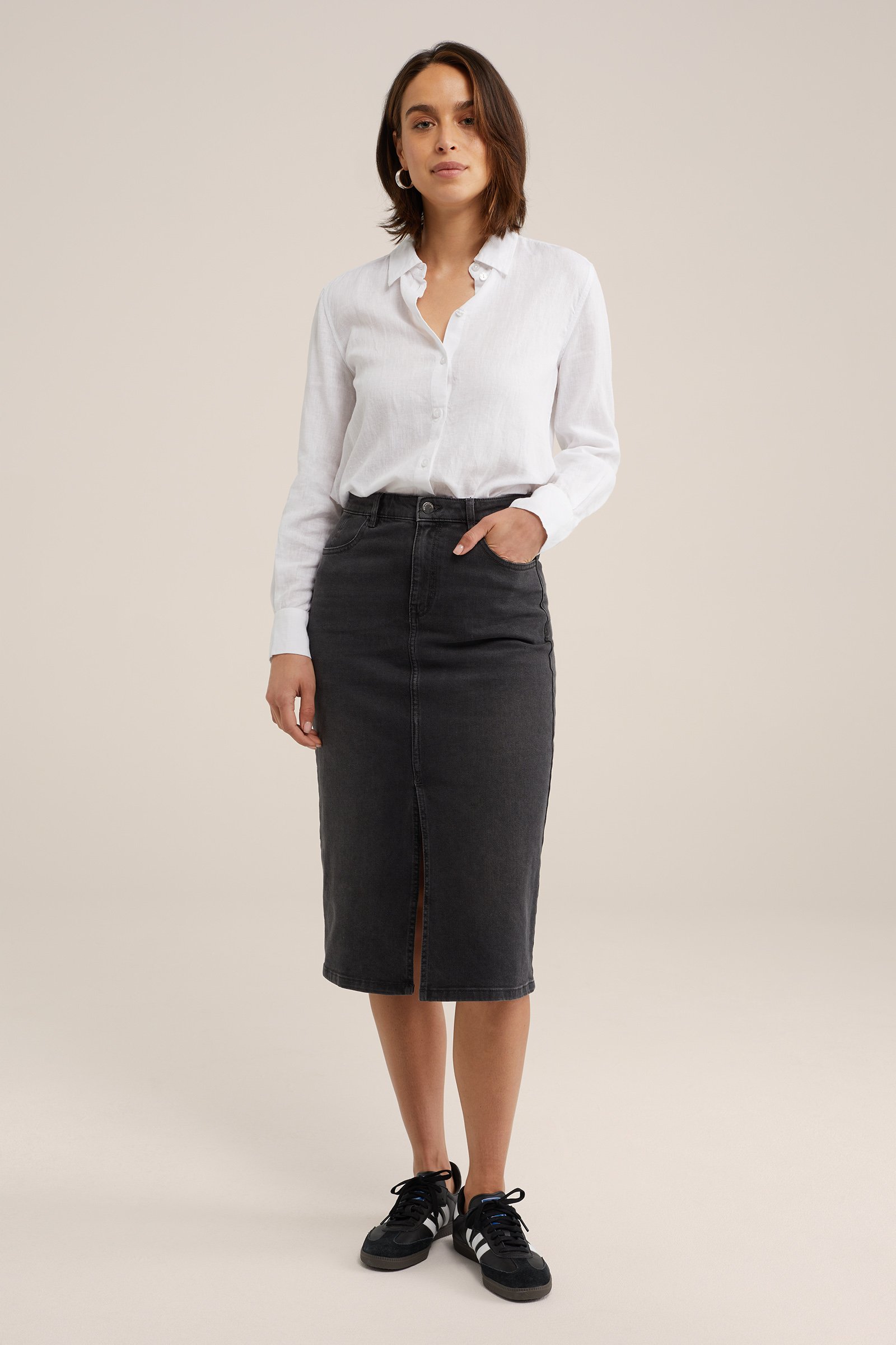 high rise denim rok Blue Ridge Donkergrijs