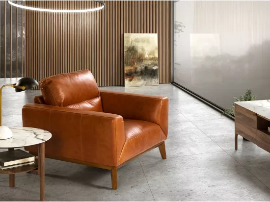 Fauteuil en cuir et pieds en bois 5036 ANGEL CERDA